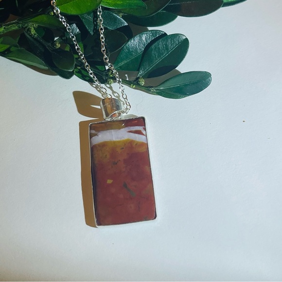 New Artisan Handmade Natural Mookaite 925 Sterling Silver Rectangular Necklace - Picture 16 of 16